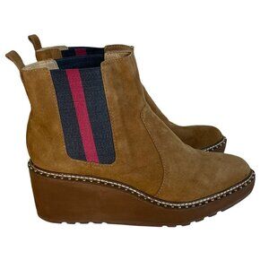 Cecelia New York Gemma Wedge Boot Ankle Booties Studded Brown Suede Size 8